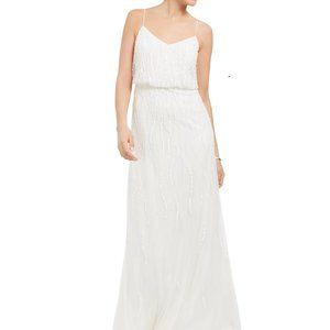 Adrianna Papell Embellished Blouson Gown Ivory Size 2